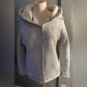 Spyder Hooded Zip-Up fluffy Jacket Gray Size L